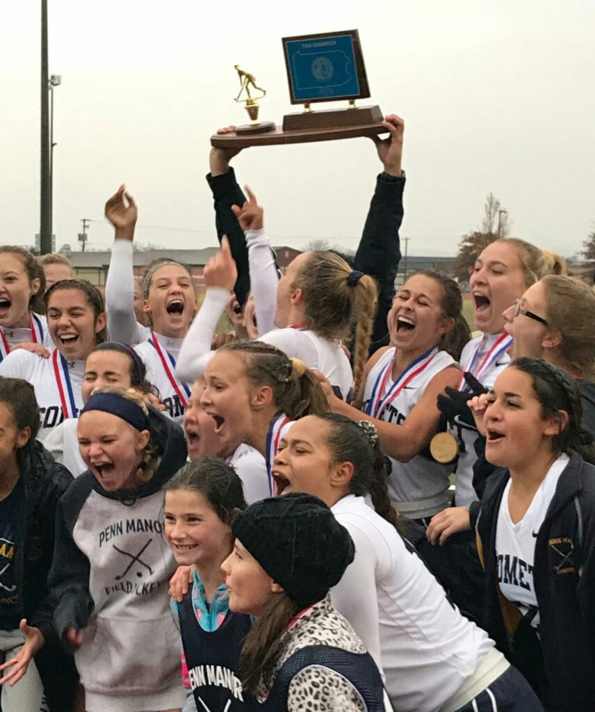 Penn Manor Field Hockey team celebrates with their 1st place trophy!