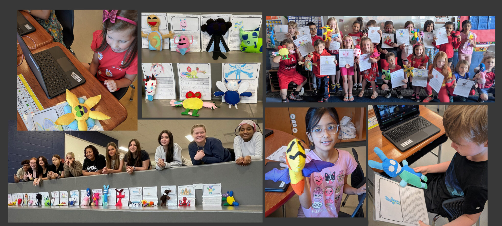 Hambright Elementary and high school students collaborate on monsters project